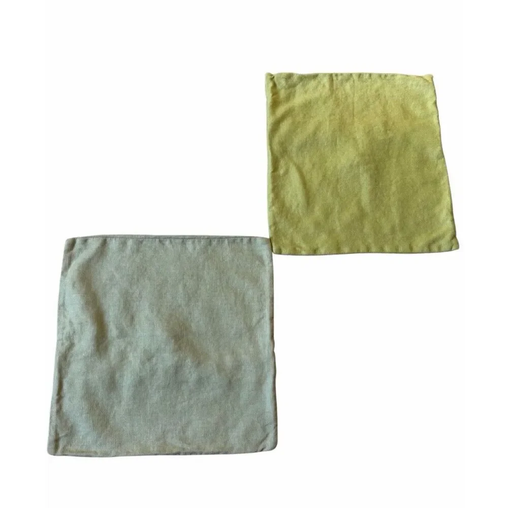 Pottery Barn Set of 2 Green Linen‎ Pillow Sham Covers Large Button 18